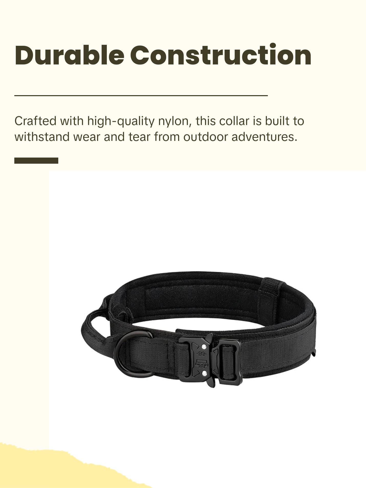 Outdoor Tactical Dog Collar with Metal Buckle for Medium/Large Dogs