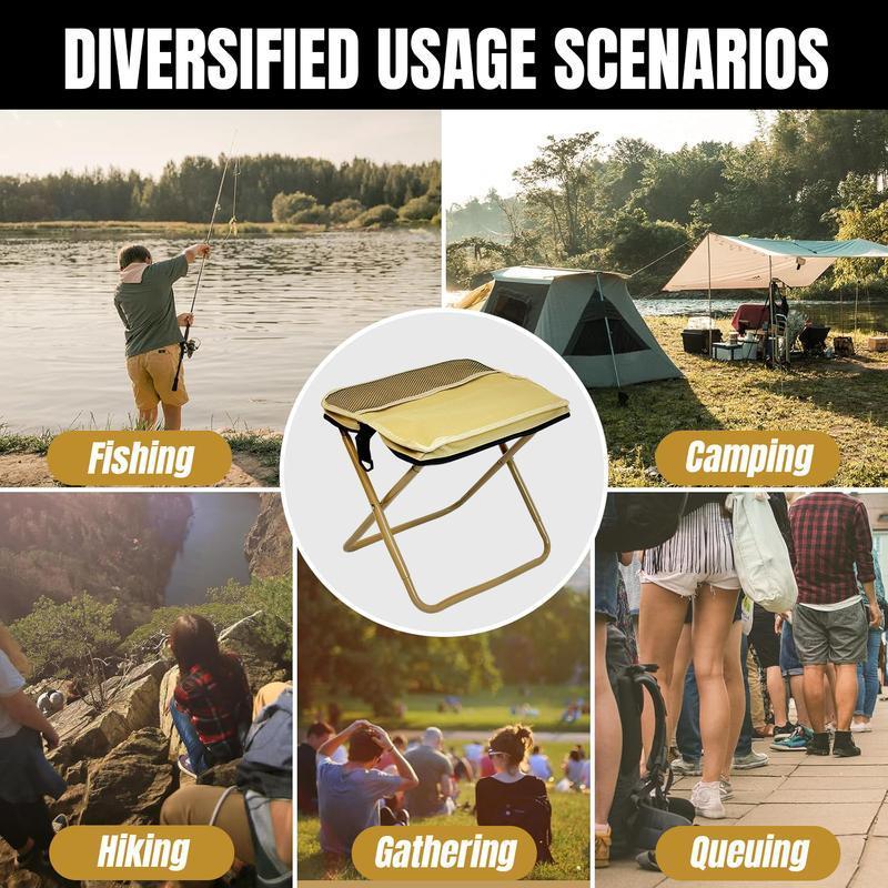 Portable Folding Stool with Carry Bag, Lightweight Foldable Stool, collapsible stools, Outdoor Chair with Pocket, Travel, Bbq, Fishing, Beach, Picnic, Camping Folding Chairs, Folding Lawn Chair, Sturdy Outdoor Bench, Camping Furniture