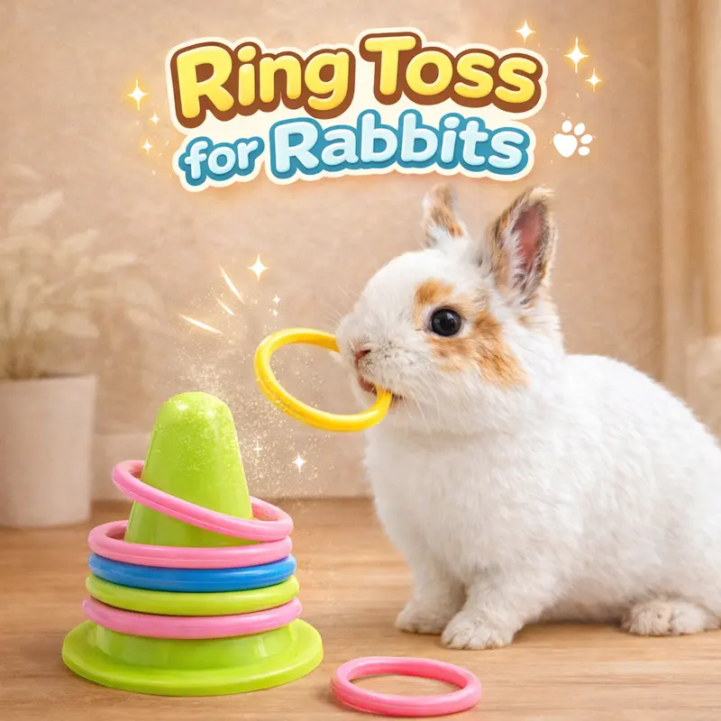 Interactive Rabbit & Guinea Pig Toy - Durable Plastic Ice Cream Tub with Colorful Rings, Batteryless Chew Rabbit Supplies for Safe Play, Stress Relief & Boredom Relief