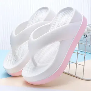 Women's Comfortable Thick-Soled Flip-Flops - Non-Slip, Height-Increasing EVA Outdoor Indoor Summer Wear Sandals, Classy Elevated Sandals, Elegant Slip on Sparkly Sandals for Party, Daily Clothing Decor for Women, Makapal Footwear Walking Shoes Girl Black