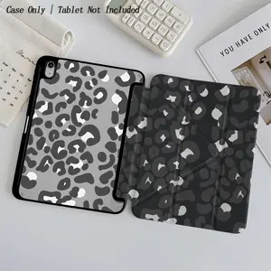 Cold toned leopard print pattern with adjustable stand and pen slot, foldable anti slip Y-fold TPU protective case, suitable for Samsung, iPad mini, iPad Air, iPad Pro/iPad 10th generation, 11th generation and other series of iPad protective cases