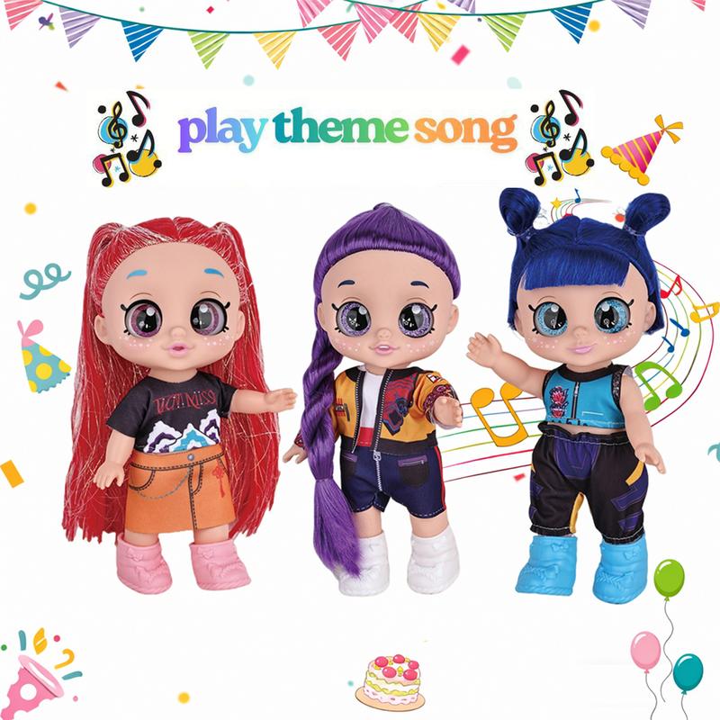 [Play Theme Song] K-pop Anime Action Figure Singing Dolls Set | 5D Eyes 7/10 Inch 5 Joints Movable Anime | Anime Inspired Dolls | Desk Display | Gift for Fans & Kids