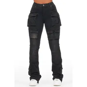 Chabria Black Stacked Flare Jean
