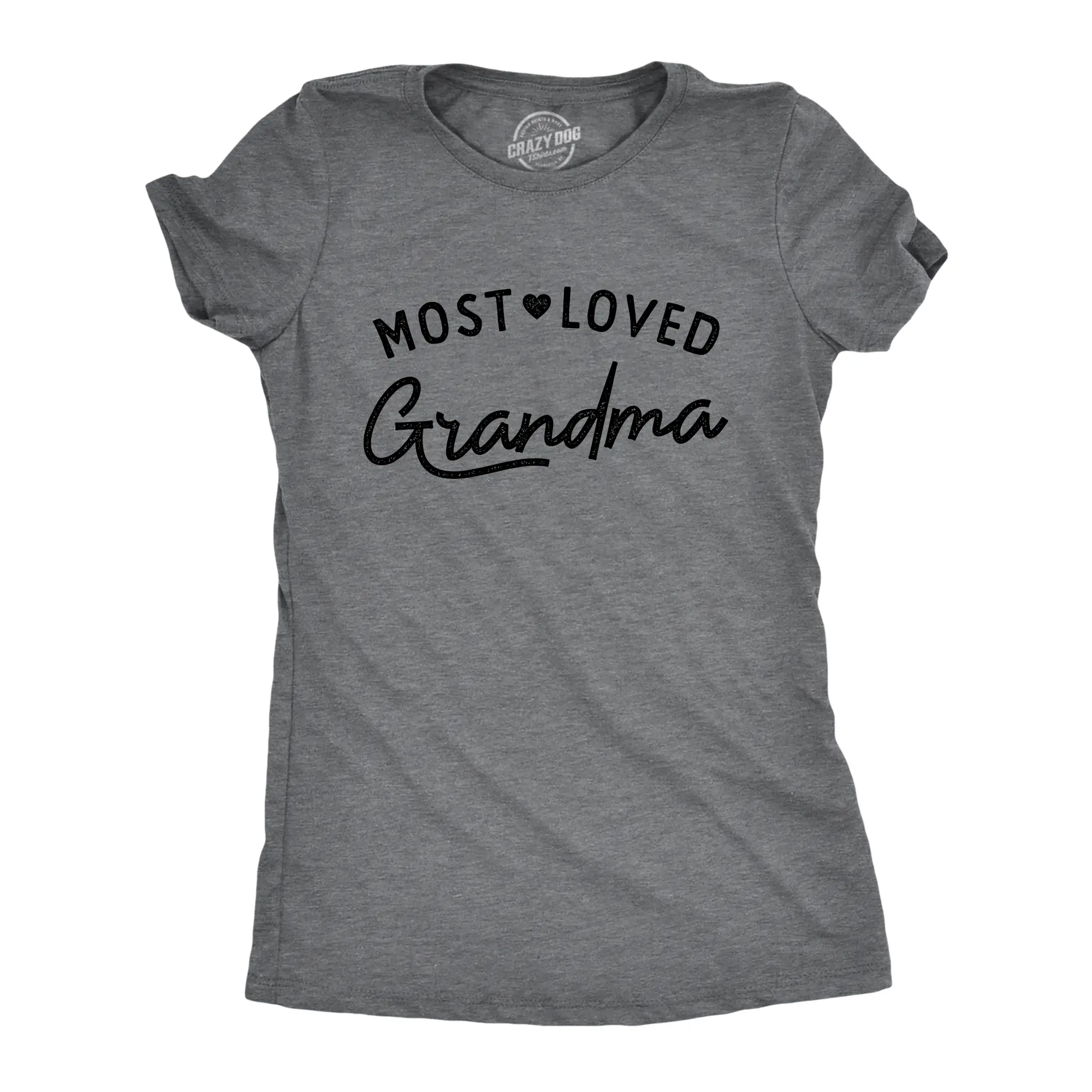 Womens Most Loved Grandma T Shirt Cute Grandmother Gift Text Tee for Ladies Funny Womens T Shirts Cute Vintage Fashion Casual Ladies T-Shirt Gift Mother's Day Tops for Women Funny Grandma Top Women's Novelty Dark Grey