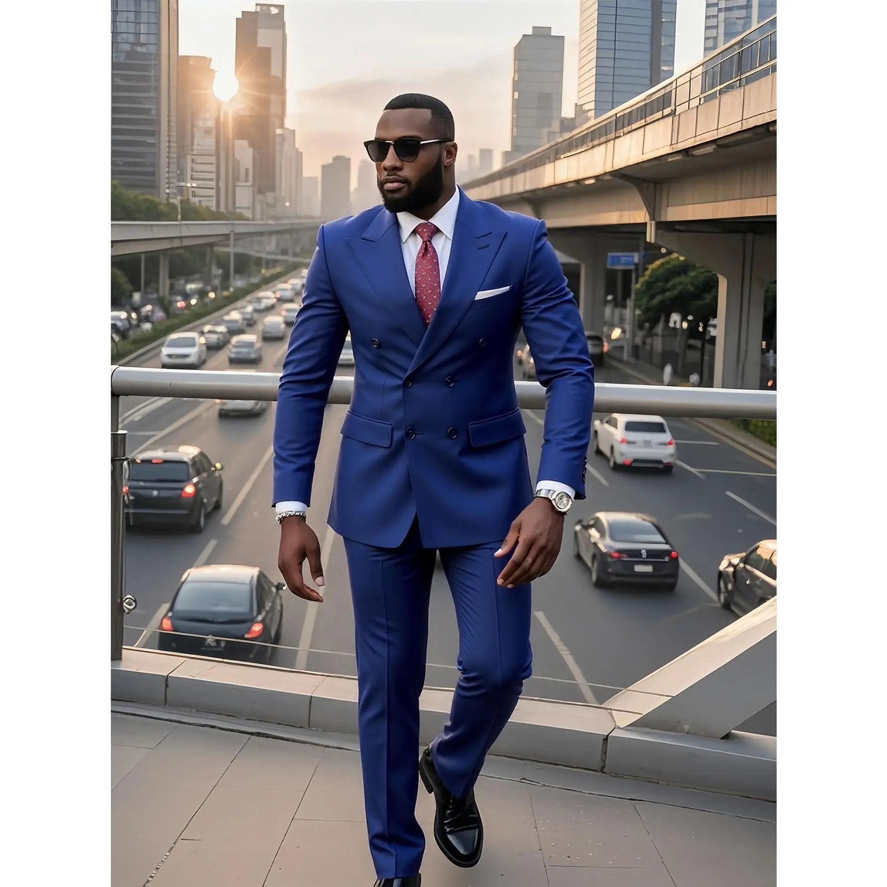 Men's 2-Piece Suit Set, Slim Fit Solid Double Breasted Tuxedo with Button Closure and Coordinating Tie for Formal Wedding & Party Events, Blazer, Long Sleeve, Aesthetic, Fancy, Elegant, Fashion, Stylish, Formal Wear, Menswear, Classic, Pants, Clothes, Pol