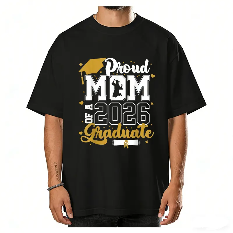 Class of 2026 Graduate T-Shirt - Proud Mom of a 2026 Senior, Unisex Short-Sleeve Shirt with 2025-2026 Graduation Design, Round Neck for Promotion Parties & & Gown Events