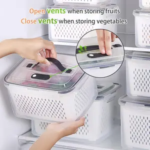 Fruit Storage Containers for Fridge - 5 Size Berry Containers for Fridge Keep Fresh with Colanders and Vent Handle Lids, Clear Vegetable Storage Containers for Refrigerator, Lettuce Keeper