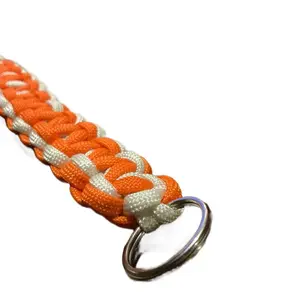 Keychain Orange and White with Lobster Claw Clasp and Key Ring