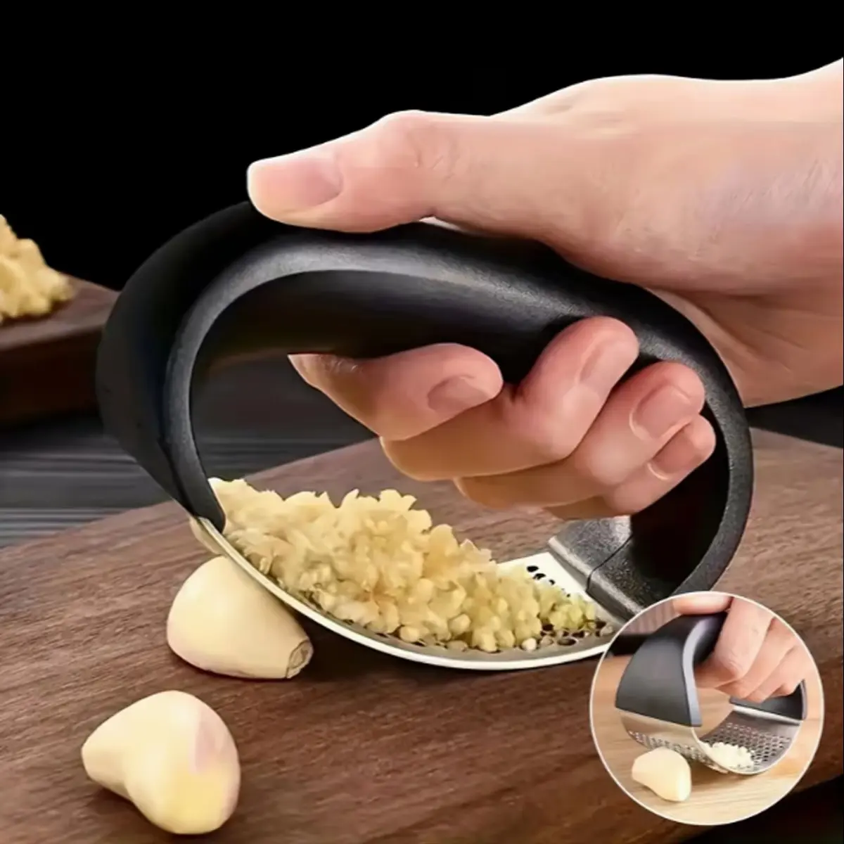 Stainless Steel Garlic Presser, Manual Garlic Mincer, Easy Clean Non-Electric Food Prep Tool, Rust Resistant, Home & Commercial Use, Kitchen Utensils, Kitchen Tools, Cooking Gadgets, Home and Kitchen