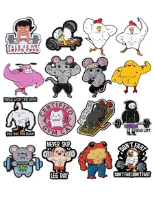 16-Piece Fun Anime Animal Fitness Brooch Enamel Pins, Creative Cartoon Animal Muscle Rooster Frog Egg Fitness Weight Lifting Pins, Daily Accessory for Men and Women, Backpack Lapel Badge Ideal Jewelry Gift for Gym Enthusiasts