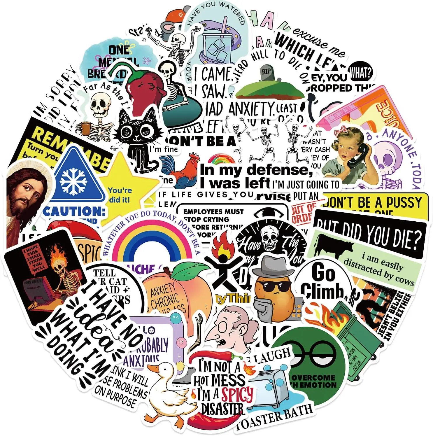 50Pcs Funny Adults Stickers Bulk, Prank Meme Sticker for Kids Teens Adults, Snarky Vinyl Water Bottle Dirty Stickers Pack, Waterproof Cool Decals for Laptop Scrapbook Sarcastic Hard Hats (50PCS)