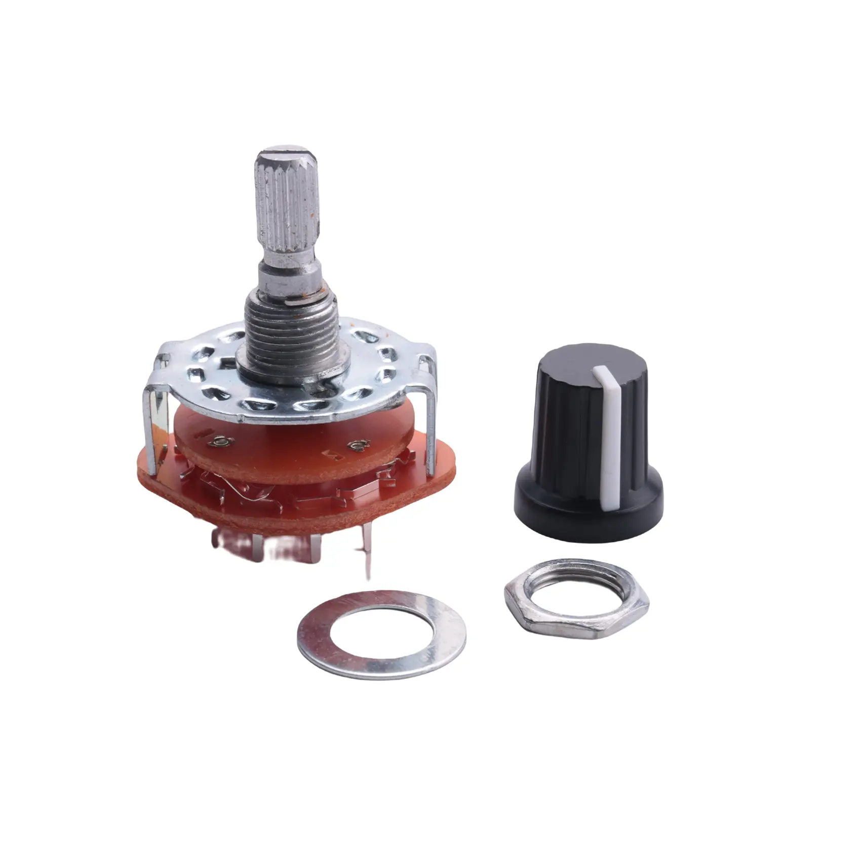 Automotive Replacement Ceramics Rotary Switch, 4P3T Model, 4-Pole 3-Position, 2-Deck 16-Pin, Plastic & Metal Parts, Easy Turn Operation for Car Radio