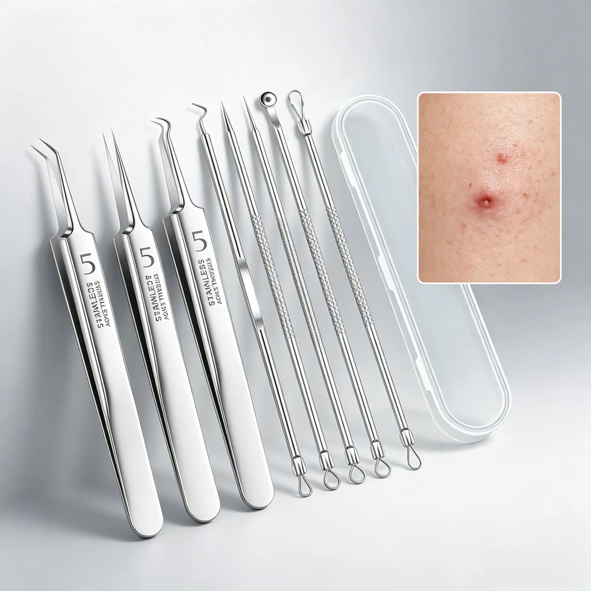 Blackhead Remover Tools,PimpleExtractor,Acne Treatment Tool,Black HeadRemover for Face-for Full-Face Use,Gentle onSkin,Deep Pore Cleansing,No SkinDamage(8PCS Set)