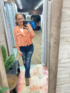 Claire Cropped Waffle Shacket