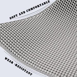 Cat Litter Mat, 35x24/24x18 Inch Double Layer Cat Litter Box Mat, EVA Non-Slip, Waterproof Urine Proof Cat Litter Catcher Mat, Easy Clean Scatter Control (35x24 Inch, Gray)