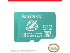 SanDisk 512GB microSDXC UHS-I for Nintendo Switch, Speed Up to 100MB/s (SDSQXAO-512G-GNCZN)