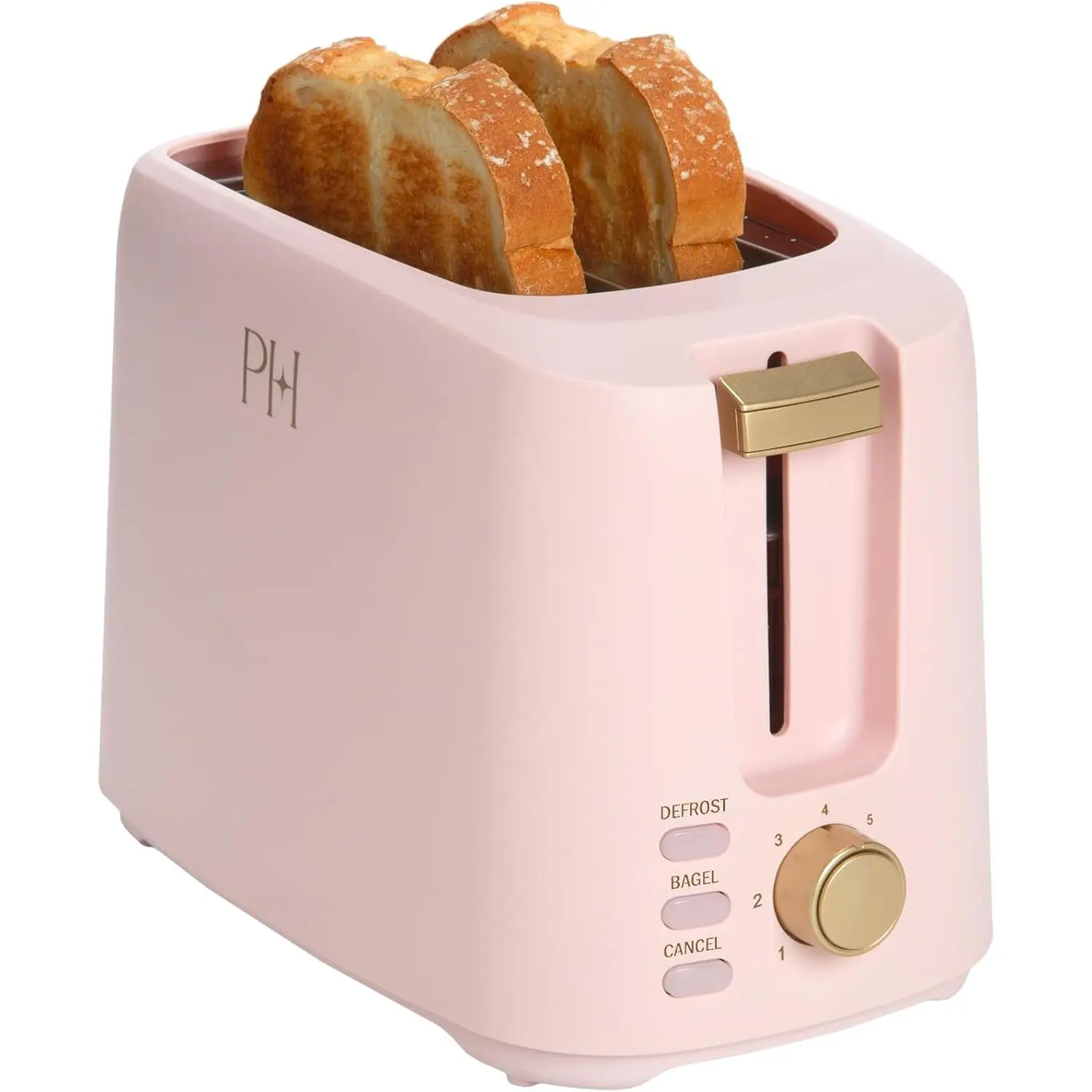 Compact Stylish Pink 2-Slice Toaster with Extra-Wide Slots, 7 Browning Settings, Bagel Function, Defrost Function, Easy-to-Clean Removable Crumb Tray, Non-Slip Ft, Stylish Touch for Home Kitchen Breakfast Use, Non-Slip Feet