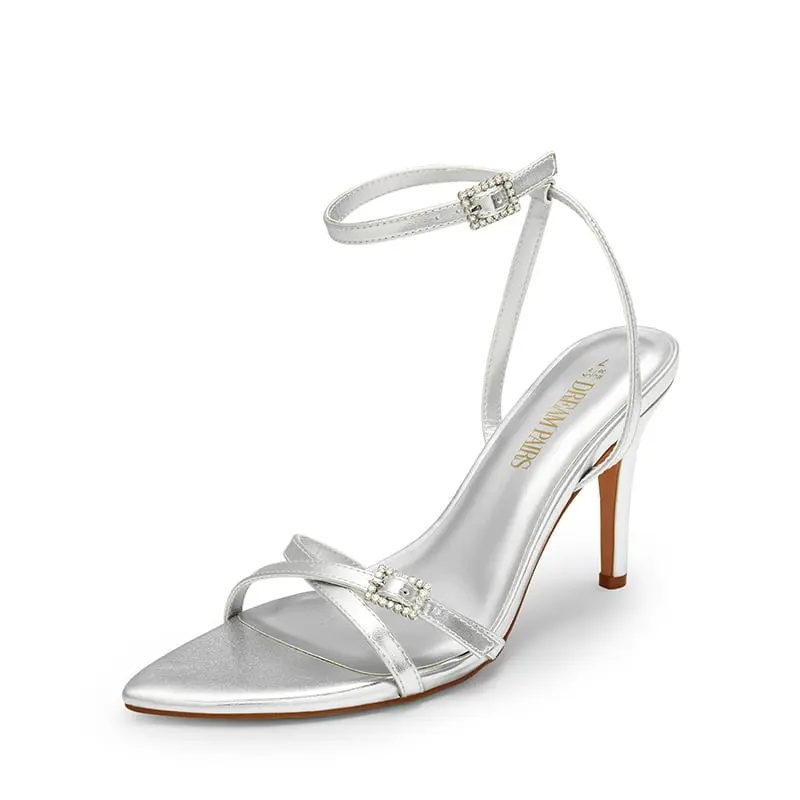 Dream Pairs Women's Elegant Stiletto Heels, Pointed Toe X-Strap Ankle Strap Sandals for Parties & Occasions, Exquisite Heels, Elegant Party Shoes, Classy Sandal, Party Wear