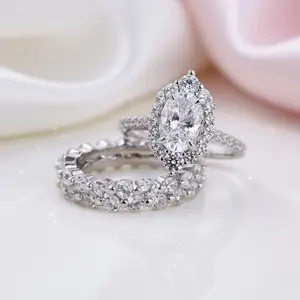 Oval Cut Diamond Option 3PC Wedding Ring Set