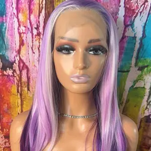 Amethyst 13x4 HD Lace Front Wig - Purple Lavender Mix Straight Synthetic | Pre-Plucked Glueless Ready