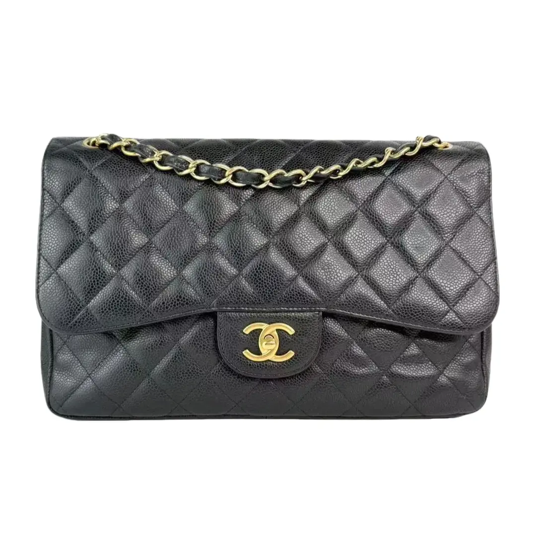 Pre-owned CHANEL Leather Crossbody Bags Black Jumbo Classic Double Flap Crossbody Bag