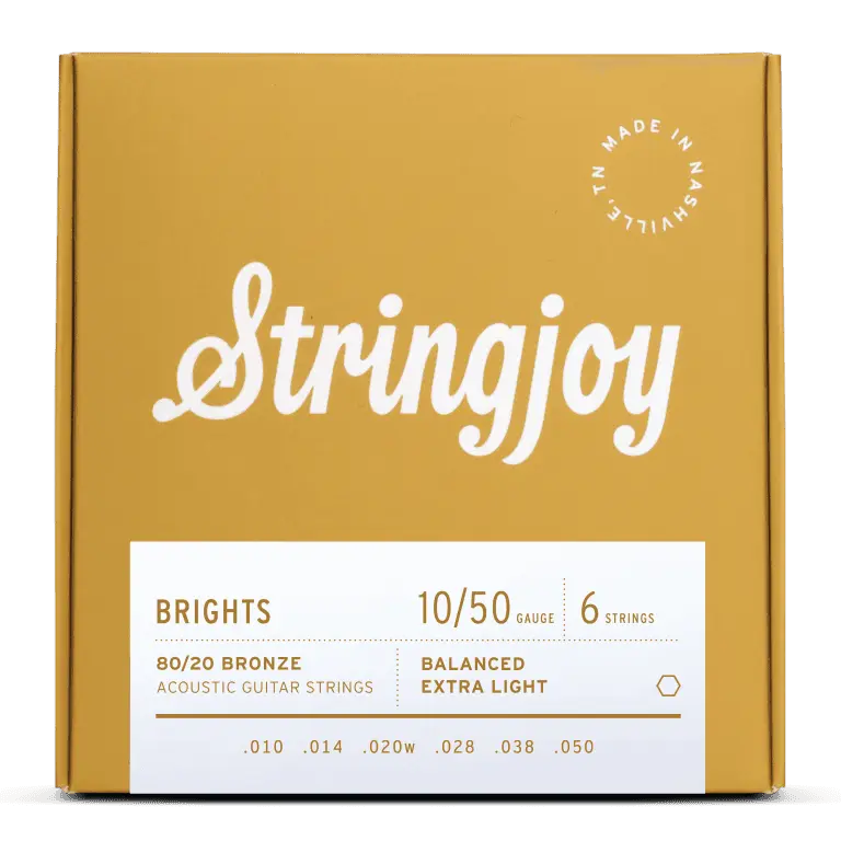 Stringjoy 10-50 Extra Light Gauge Brights - 80/20 Bronze Acoustic Guitar Strings