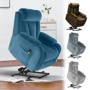 Dazone Power Lift Chair Recliners for Elderly Velvet Upholstery Electric Lift Chair Recliner with Remote Side Pocket 60°-140° Adjustable for Living Room
