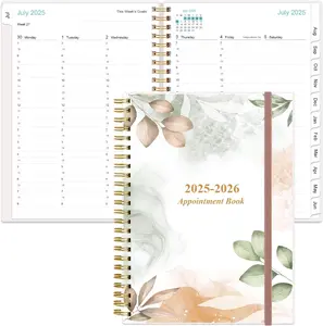 Book & Planner 2025-2026 Appointment 2025-2026 Daily Hourly Planner from July 2025 June 2026 Weekly Appointment Book with 30 Minute Interval Medium 6.4" x 8.5" Rose Leaf