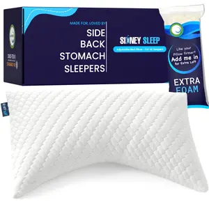 Sleep Pillow for Side and Back Sleepers - Comfort for Neck and Shoulder Pain - Adjustable and Customizable Shredded Memory Foam Filling - Queen Size - Includes Additional Foam Fill