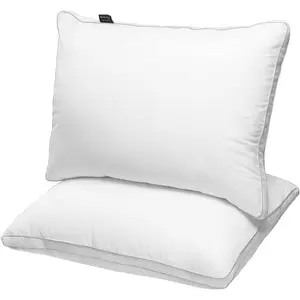 Bed Pillows Standard Size Set of 2, Hotel Quality Standard Pillows 2 Pack for Sleeping with Soft Down Alternative Filling, Gusseted Bedding Pillow for Back, Stomach or Side Sleepers, 20" x 26"