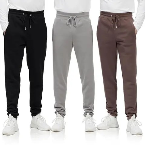 3 Pack Men's Fleece Lined Joggers Active Athletic Jogger Sweatpants With Drawstring Zipper Pockets Sizes S-3XL Leg Joggers Polyester Joggers