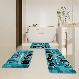 3pcs kitchen rug set, with lettering, suitable kitchen and bathroom, perfect gift for family,Christmas Home Decor