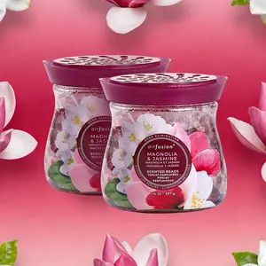 AIR FUSION Bathroom Odor Control Crystal Beads Air Freshener 14 Oz Long-Lasting Freshness 2 Pack Magnolia & Jasmine Scent