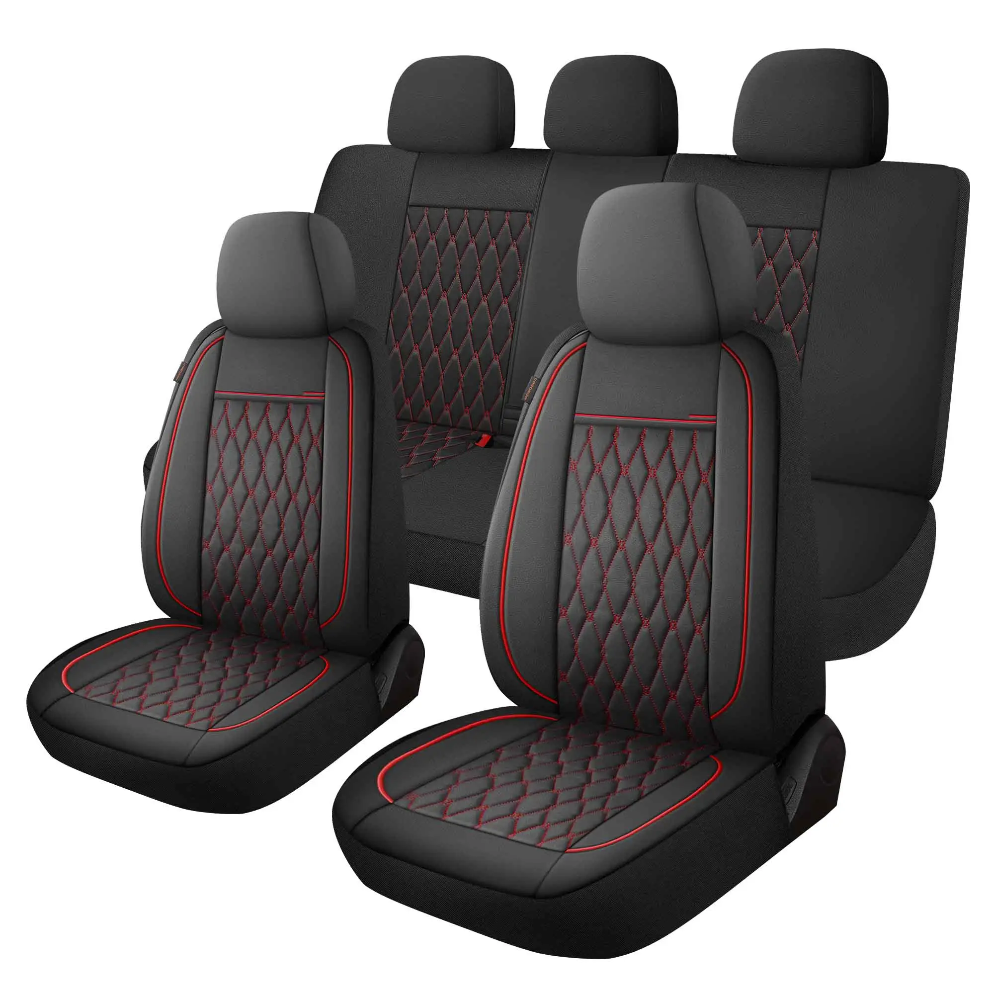 CAROMOP Faux Leather Car Seat Covers,Luxury and Comfortable Covers for Cars,Split Bench Compatible Car Interior Covers,Universal Fit for Suvs,Vans,Tru