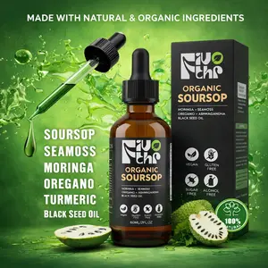 Fivothr Soursop Bitters Liquid Drops – 10-in-1 Herbal Blend with Moringa, Turmeric & Black Seed Oil | Vegan, Non-GMO | 2 fl oz