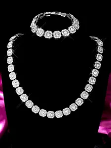 Elegant Necklace & Bracelet, Fashion Rhinestone Decor Matching Jewelry Set for Party, Daily Clothing Decor, Trendy All-match & Exquisite Jewelry for Birthday Gift