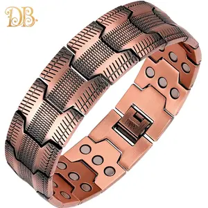 3X UltraStrength Magnetic Bracelets,99.99% Pure Copper Men's Business Style Bracelet magnetic field therapy jewelry 3500 Gauss Magnets adjustable with an adjuster in cluded