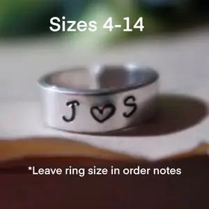 Adjustable Custom Couples Heart Ring, Anniversary Gift Idea | Promise Ring | Valentine’s Day | Couple Ring | Bestie Ring
