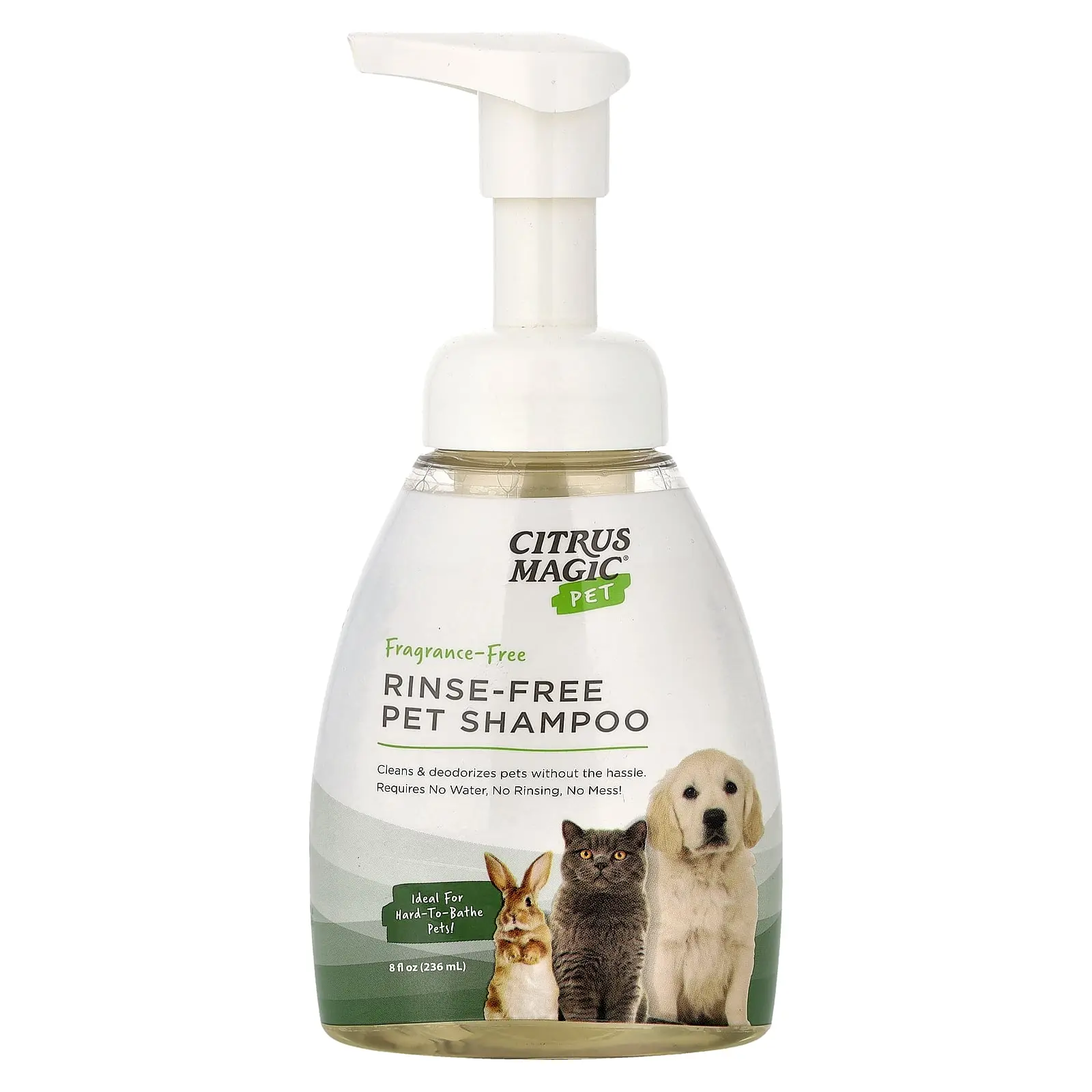 Citrus Magic Pet, Rinse-Free Pet Shampoo, Fragrance-Free, 8 fl oz (236 ml)