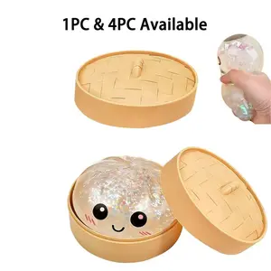 Mystery Squishy Dumpling Toy - Cute Kawaii Glitter Stress Ball Surprise Color Soft Fidget Sensory Gift Kids Adults Random Pick Novelty Stress Relief Rebound Creative Party