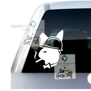 Play bunny construction blue collar Decal for Trucks or Cars Sticker in Various Colors and Sizes Perfect for Vehicle Decor and Conversation Starter