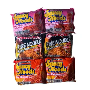 Maruchan Saucy Noods 6 Pack - Spicy Creamy Chicken, Spicy Beef, Spicy Chicken Flavors - Fry Style Noodles