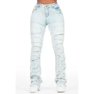 Zariyah Light Wash Stacked Flare Jean