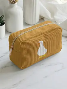 1 piece of 2D printed makeup bag with white duck pattern, large capacity design |suitable for all seasons/general use| fits daily skincare and various cosmetics | perfect for life and travel