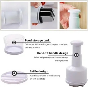Food Chopper, Manual Vegetable Chopper with Container, Stainless Steel Blades Slicer & Dicer Cutter for Onion, Salad, Garlic, Nut & Veggie, Dishwasher Safe, Home Essentials Kitchen Gadgets