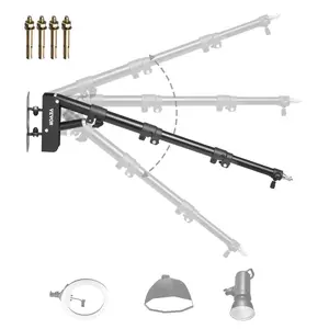 VEVOR Ring Light Wall Mount Boom Arm, 39.37 in/100 cm, Triangle Boom Arm Support 180° Rotation, Heavy Duty Wall Stand Tirpod Support, for Studio Video Light, Monolight, Photography, Softbox, Reflector