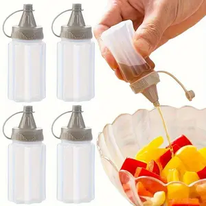 Mini Sauce Bottle, 4 Counts/set Portable Condiment Squeeze Bottle with Lid, Seasoning Jar Containers for Kitchen, Camping, Picnic, School and Office, Utensils, Kitchenware
