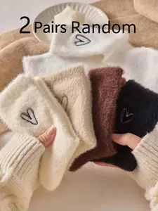Women's Winter Plush Socks, Warm Thickened Long Crew Socks for Home Floor & Sleepwear, Soft Fuzzy Socks for Women Daily Wear