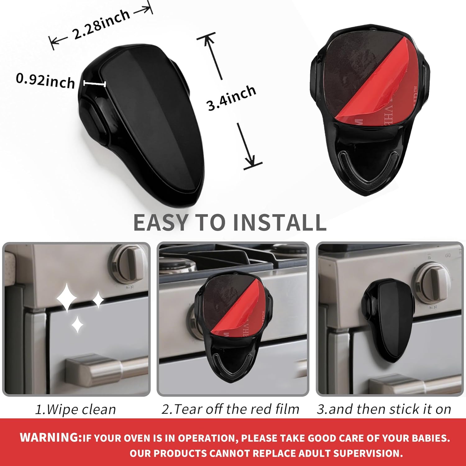 Child Proof Oven Lock Baby Safety Oven Door Lock for Toddlers no Tools Need or Drill Easy to Install (Black)