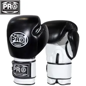 ProBoxing Leather Boxing Gloves – (Black, White) – Training Boxing Gloves for Boxing, MMA, Muay Thai & Sparring – Durable Genuine Leather, Wrist Support, Impact Protection